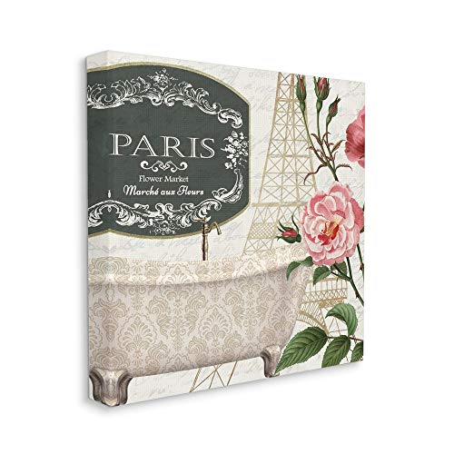 【中古】【未使用・未開封品】Stupell Industries パリフラワーマーケット バスタブデザイン、キム・アレンによるデザイン、17 x 1.5 x 17、キャンバス