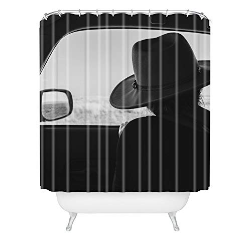 【中古】【未使用・未開封品】Deny Designs ベサニー ヤングウエスト テキサス エクスプローラー シャワーカーテン 72x69インチ ブラック