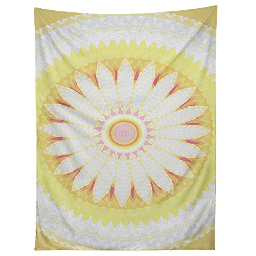 【中古】【未使用 未開封品】Society6 Sheila Wenzel-Ganny Sunny Flower 曼荼羅タペストリー 60インチ×80インチ イエロー