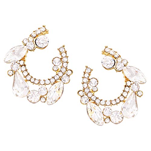 【中古】【未使用・未開封品】Rosemarie & Jubalee レディース 低刺激性 クリスタル オープンサークル マーキーズ リース フープピアス 1.25インチ(4)