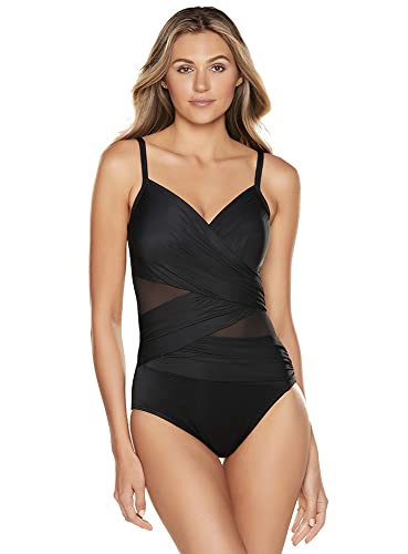 【中古】【未使用・未開封品】Miraclesuit レディース スイムウェア ネットワーク ミスティック アンダーワイヤー 腹部コントロール ワンピース水着 US サイズ: 12 カラー: ブ