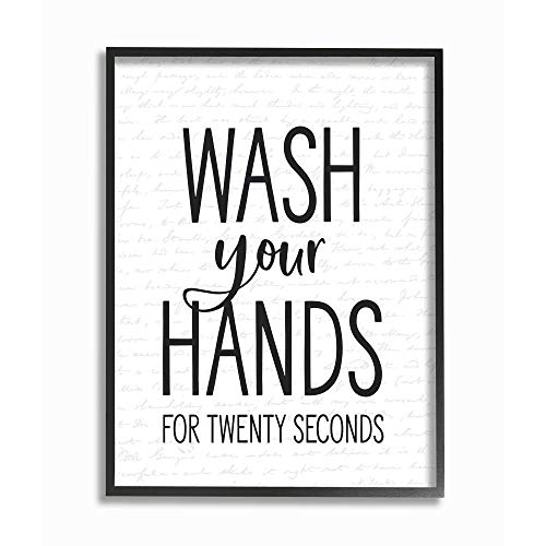 Stupell Industries Wash Your Hands バスルーム引用句 Twenty Seconds Clean, 作 Lettered and Lined Wall Art 11x14 ab-022_fr_11x14