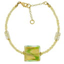 【中古】【未使用・未開封品】GlassOfVenice ムラノガラス ロイヤルグリーン スクエアブレスレット