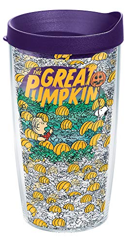 【中古】【未使用・未開封品】Tervis Peanuts-パンプキン アメリカ製 二重壁断熱タンブラー 16オンス クリア