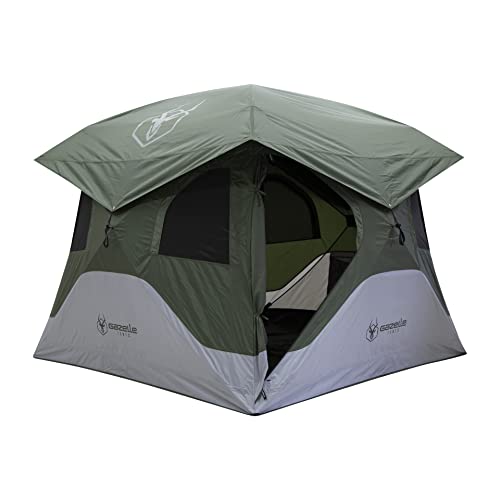 【中古】【未使用 未開封品】Gazelle T4 GT400GR Pop-Up Portable Camping Hub Tent, Easy Instant Set up in 90 Seconds, Alpine Green, 4-Person, Family, Overlanding, 94