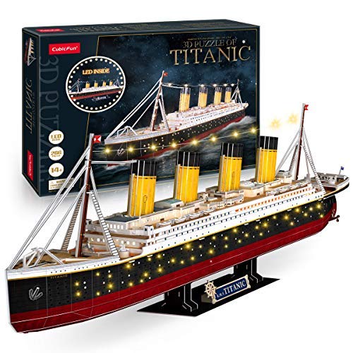 š̤ۡѡ̤ʡ3D Puzzle Titanic LED Ship 34.6'' Large Model Kits for Adults and Kids Paper Watercraft Huge 3D Model Jigsaw Puzzles Collection Valenti