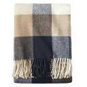 【中古】【未使用・未開封品】Pendleton EcoWise お手入れ簡単 フリンジ付き ネイビー/キャメル