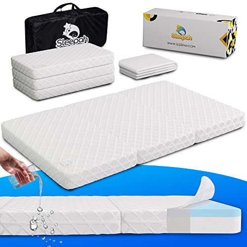 【中古】【未使用 未開封品】Sleepah Pack and Play Mattress Tri-Fold Double Sided Pad (Firm for Babies) Soft Memory Foam (for Toddlers) Play Yard Mattress Pad Fit