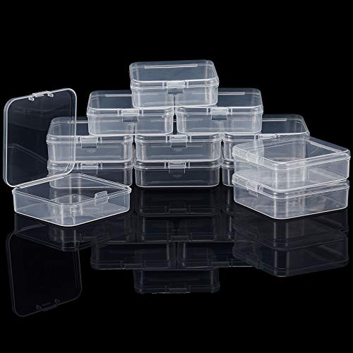 【中古】【未使用・未開封品】SATINIOR クリアプラスチックビーズストレージコンテナボックス 12個パック ヒンジ付き蓋付き ビーズなど用 (2.52 x 2.52 x 0.79インチ)