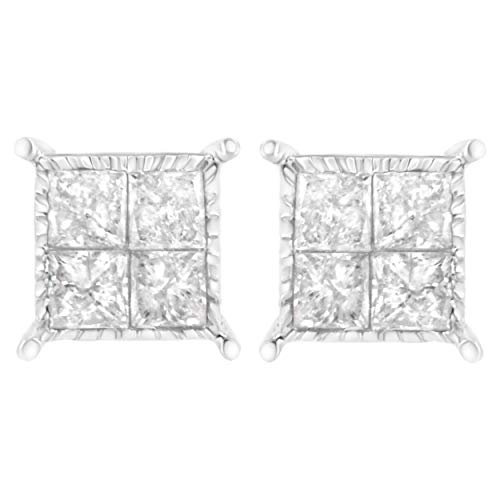 【中古】【未使用・未開封品】スターリングシルバー 3/4cttw 合成ダイヤモンド スタッドピアス (I-J、I..