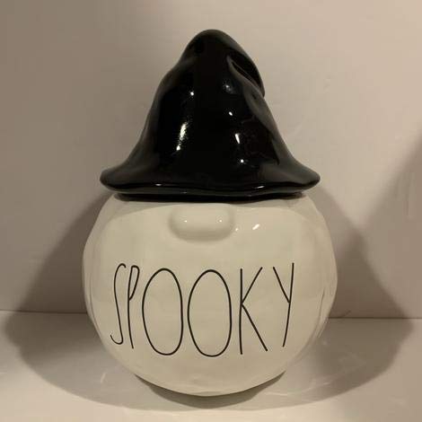 【中古】【未使用・未開封品】Rae Dunn SPOOKY ノーム ハロウィンキャニスター 帽子蓋付き 高さ10インチ、直径7.5インチ。