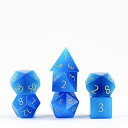 【中古】【未使用・未開封品】Metallic Dice Games FanRoll 16mm ジェムストーンストーン ポリDNDダイスセット:キャッツアイの刻印入りアクアマリン ロールプレイングゲームダ