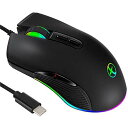 【中古】【未使用・未開封品】IULONEE Type C Mouse, Wired USB C Mice Gaming Mouse Ergonomic 4 RGB Backlight 3200 DPI Compatible with M@c, Matebook, Chromebook, HP OM(2)