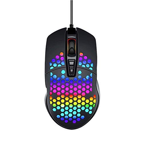 yÁzygpEJiz3C Light USB Wired Mouse Ultra Lightweight RGB Gaming Mouse Portable Honeycomb Shell Optical Mice with Adjustable DPI 800/1600/2400/320