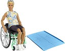【中古】【未使用 未開封品】Barbie Ken Fashionistas Doll 167 with Wheelchair Ramp Wearing Tie-Dye Shirt, Black Shorts, White Sneakers Sunglasses, Toy for Ki