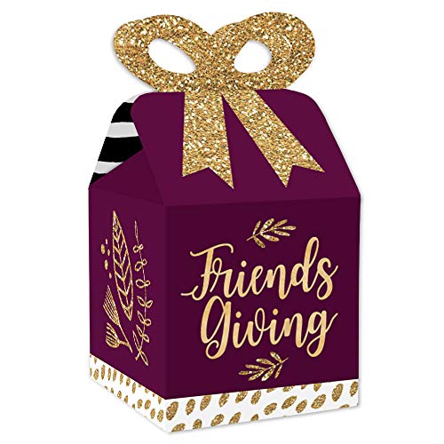 【中古】【未使用・未開封品】Big Dot of Happiness Elegant Thankful for Friends - 正方形ギフトボックス - フレンドギビング 感謝祭 パーティー ボウボックス - 12個セット