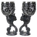 【中古】【未使用・未開封品】Summit Collection Familiars Love ツイン カップル 黒猫 ハート ゴブレット 2個セット 高さ7.25インチ 207ml ダブル聖杯セット