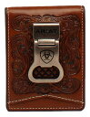【中古】【未使用・未開封品】Ariat A3544408 メンズ 花柄 エンボス加工 二つ折り マネークリップ 財布