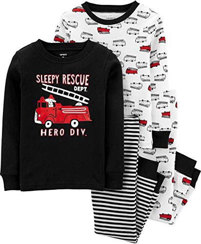 【中古】【未使用・未開封品】4ピース 100% ぴったりフィット コットン パジャマ (18ヶ月) ブラック/レ..