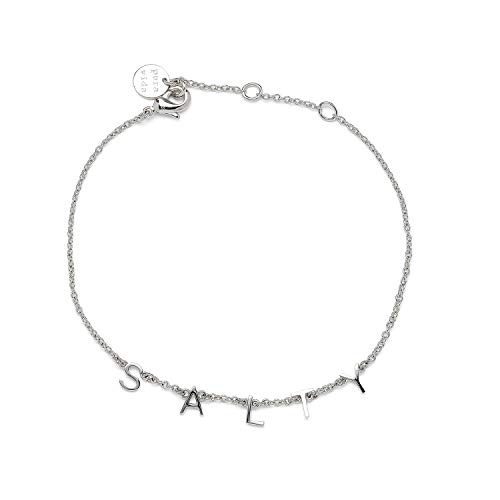 【中古】【未使用・未開封品】Pura Vida 7.25インチ シルバー 塩文字 チャーム ブレスレット - 真鍮ベース 調節可能なチェーン - 1インチエクステンダー