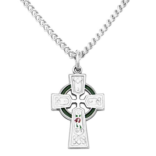 【中古】【未使用・未開封品】Rosemarie's 宗教ギフト スターリングシルバー スモール ホワイト ケルト クロス ペンダント ネックレス ..