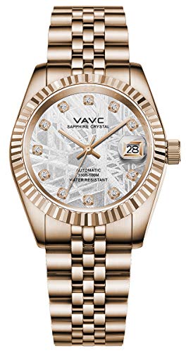 【中古】【未使用・未開封品】VAVC メンズ 腕時計 隕石のダイアル 防水 自動巻き ツートンカラーのステンレスバンド, ローズゴールド