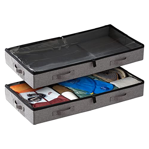 Low Profile Under Bed Storage Containers, 4.5'' Tall and Fits Beds 5'' Off The Floor, Sturdy Sidewalls and Bottom - 33''x17'', Set of 2