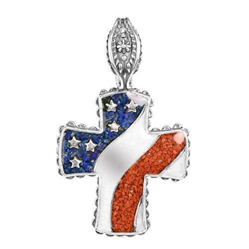 【中古】【未使用・未開封品】American West スターリングシルバー レッド ホワイト ブルー 宝石チップインレー クロスペンダント エンハンサー【メーカー名】【メーカー型番】【ブランド名】American West Jewelry...