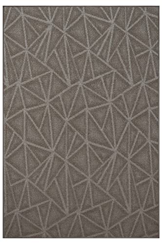 【中古】【未使用・未開封品】モダン インドア/アウトドア用 業務用無地ラグ - ニュートラル、2フィート x 6フィート、ペットと子供に優しいラグ米国製 長方形 エリアラグ 子