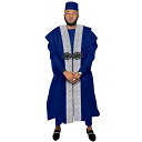 【中古】【未使用・未開封品】アフリカン服 メンズ アグバダローブ ダシキ シャツプリントパンツ トライバルハット 4点セット イブニングウェディングスーツ用 US サイズ: X-S
