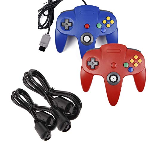 【中古】【未使用・未開封品】miadore 2パック クラシック N64 コントローラー (ブルー/レッド) バンドル 2パック 6フィート N64 コントローラー延長ケーブル N64 コンソール