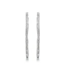 【中古】【未使用・未開封品】Jewelili スターリングシルバー 1/4カラット 天然ホワイトラウンドダイヤモンド フープイヤリング, 1/4 Cttw, 金属, ダイヤモンド