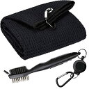 【中古】【未使用・未開封品】Aebor ゴルフタオル マイクロファイバー ワッフルパターン 三つ折り ゴルフタオル - クラブグルーブクリーナー付きブラシツール...