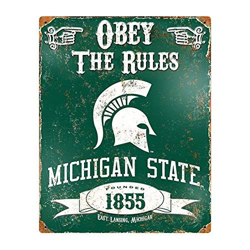 【中古】【未使用・未開封品】Party Animal NCAA Michigan State Spartans Unisex Michigan State Spartans Embossed Metal Sign - Mancave Sign - Garage Sign - Indoor/Outd