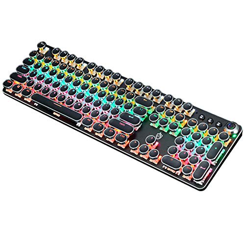 【中古】【未使用・未開封品】K820 レトロ スチームパンク ゲームメカニカルキーボード ブルースイッチ-RGB LEDバックライト付きキーボード、USB有線、タイプライタースタイル