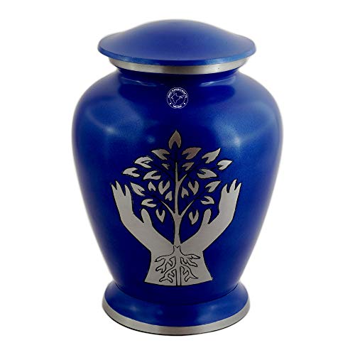 【中古】【未使用・未開封品】Hind Handicrafts 人間の遺灰用の銀製の彫刻が施されたアルミニウムの火..