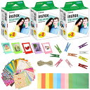 【中古】【未使用・未開封品】富士フイルム Instax Square インスタントフィルム (3パック 60シート) プラスチックデスクフレーム5枚 + ペーパーフレーム10枚 + ステッカーフ
