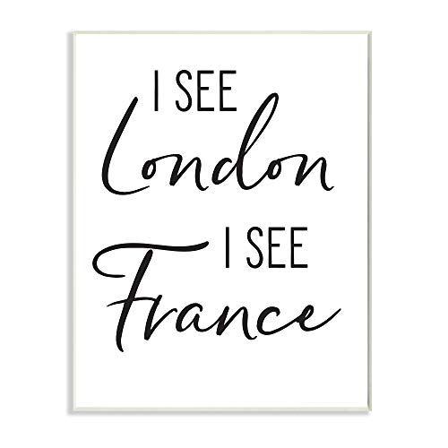 【中古】【未使用・未開封品】Stupell Industries I See London and France バスルームユーモア Lettered and Lining Wall Plaqueによるデザイン 13 x 19 ブラック