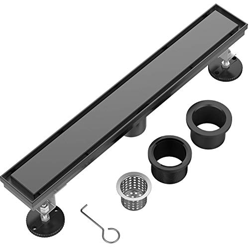 【中古】【未使用・未開封品】BARONAGE 24インチ リニアシャワー排水口 2イン1 フラット&タイル マットブラック インサートカバー つや..