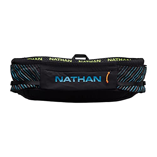 【中古】【未使用・未開封品】Nathan ランニングベルト Pinnacle Hydration ウエストベルト/ウエストパックソフトフラスコ、収納、ジッパーポケット付き。ランニング、ハイキングファニーパック。跳ね返りません!, ブラック/...