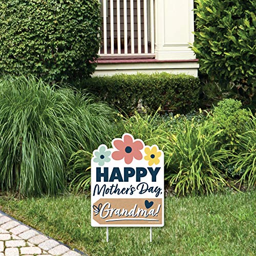 【中古】【未使用・未開封品】Big Dot of Happiness Grandma Happy Mother s Day - Outdoor Lawn Sign - We Love Grandmother ヤードサイン - 1個