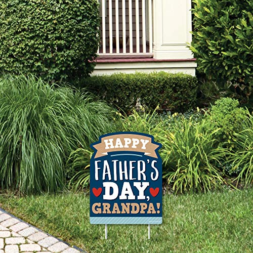 【中古】【未使用・未開封品】Big Dot of Happiness Grandpa Happy Father Day - Outdoor Lawn Sign - We Love Grandfather Yard Sign - 1枚