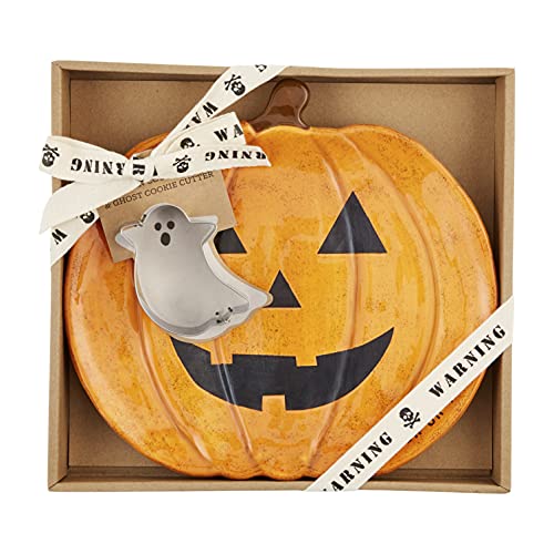 【中古】【未使用・未開封品】Mud Pie Halloween Cookie Plate and Cookie Cutter Set, Pumpkin, pumpk..