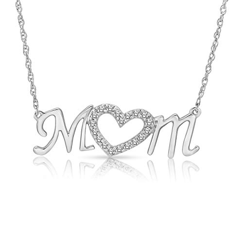 【中古】【未使用・未開封品】スターリングシルバー ダイヤモンド ママ ハート ペンダント ネックレス ..