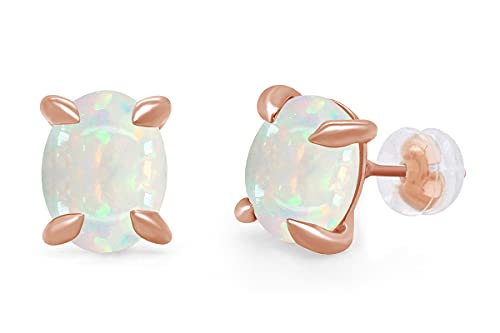 【中古】【未使用・未開封品】GEMVIO Collection 4プロング オーバルカット 9x7mm 天然オパール ジェムストーン ソリティア スタッドピアス 10K 14Kまたは18K ソリッドゴール