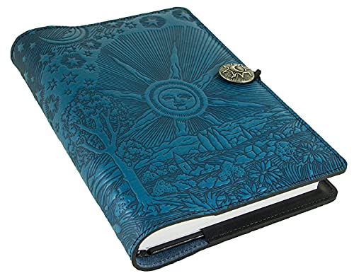 【中古】【未使用・未開封品】Oberon Design 本革詰め替え可能ジャーナルカバー ハードバウンドブランクインサート付き 6x9インチ 天国の屋根 ブルー ピューターボタン 米国製 【中古】【未使用・未開封品】Oberon Design 本革詰め替え可能ジャーナルカバー ハードバウンドブランクインサート付き 6x9インチ 天国の屋根 ブルー ピューターボタン 米国製