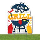 【中古】【未使用・未開封品】Big Dot of Happiness Fire Up The Grill - アウトドア 芝生のサイン - 夏 BBQ ピクニッ...
