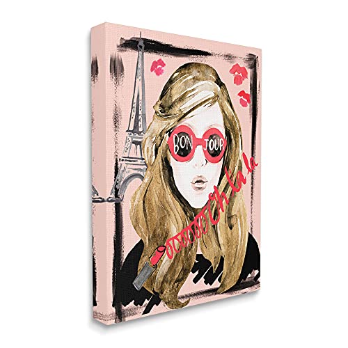 【中古】【未使用・未開封品】Stupell Industries ボン・ジュール グリーティングレッドシェード グラムパリジャン女性、 Jennifer Parkerによるデザイン キャンバスウォール