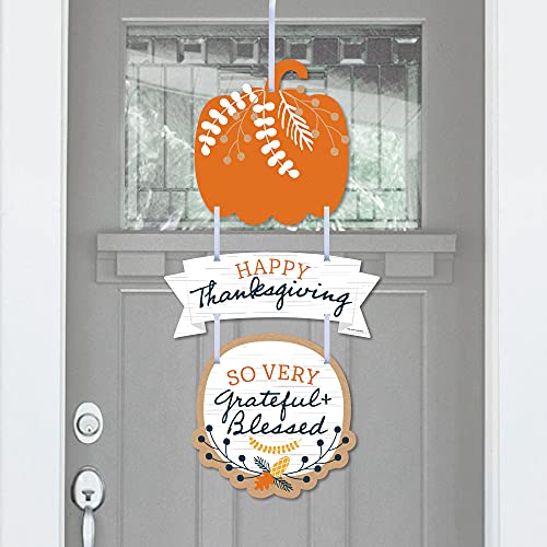 【中古】【未使用・未開封品】Big Dot of Happiness Happy Thanksgiving ? ハンギング ポーチ 秋の収穫パーティー アウトドアデコレーション ? フロントドア装飾 ? 3ピース