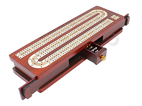 【中古】【未使用・未開封品】House of Cribbage - 連続クリベッジボード / ボックス ブラッドウッドに象嵌 / メープル12インチ - 3トラック - スライド蓋引き出し